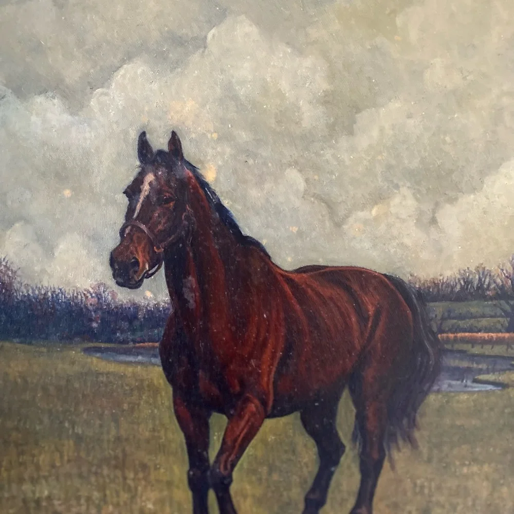 Hand Painted Art Antique Oil Painting Portrait horse on canvas - Picture 3 of 13